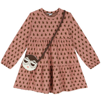 Girls Pink Heart Dress & Bag Set